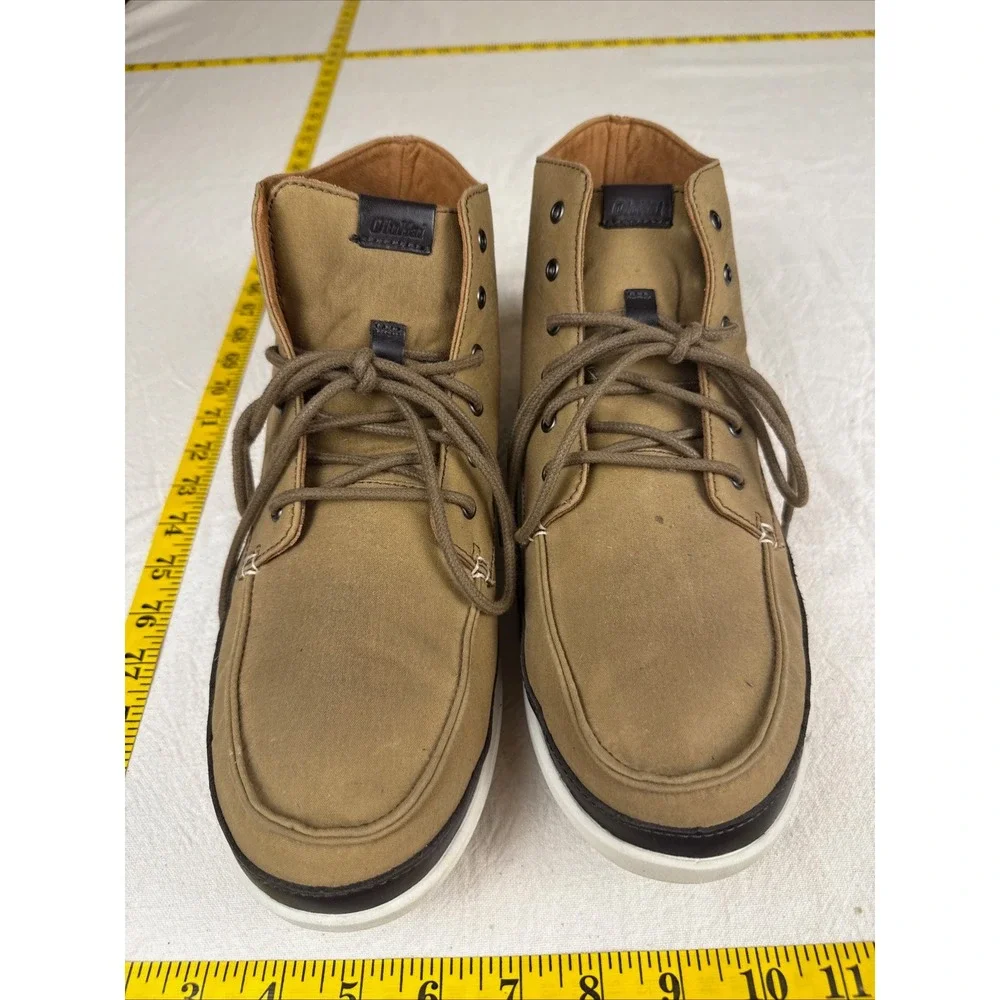 OluKai Nalukai Kapa Boot Mens 13 Tan Khaki Coastal Casual Canvas Chukka Boots